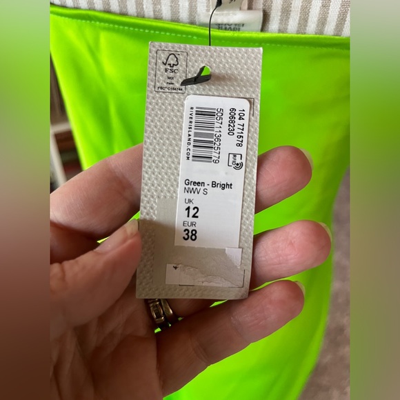 2/$20 River Island lime green slip dress. Size 8 - Picture 4 of 5